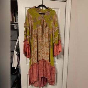 Kantha Bae Mixed Print Patchwork Boho Dress – Free Size Oversized Flowy